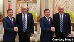 Шавкат Мирзиёев и Дональд Трам. Справа — ретушь