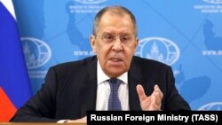 RUSSIA -- Russian Foreign Minister Sergei Lavrov holds his annual press conference via video link, Moscow, January 18, 2021