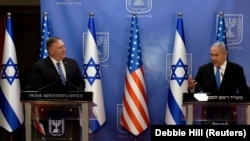 Իսրայել- ԱՄՆ պետքարտուղար Մայք Փոմփեոն և Իսրայելի վարչապետ Բենյամին Նեթանյահուն հանդես են գալիս հայտարարությամբ, 24 օգոստոսի, 2020թ.
