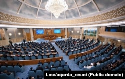 Қазақстан президенті Қасым-Жомарт Тоқаев парламентте халыққа жолдау жариялап тұр. Астана, 8 қыркүйек, 2025 жыл.