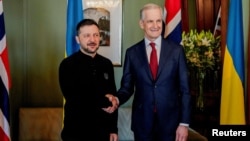 Прэзыдэнт Украіны з прэм'ер-міністрам Нарвэгіі падчас візыту ў Осла.