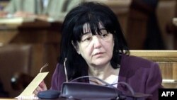 Mirjana Markovic during a session in the parliament in Belgrade in July 2001