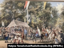 Картина Тадеуша Рибковського "Гуцульське весілля перед імператором".1881 рік