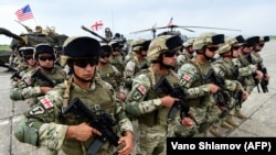 Грузинские военнослужащие принимают участие в совместных многонациональных военных учениях «Noble Partner 2018» в учебном центре Вазиани под Тбилиси, 1 августа 2018 года