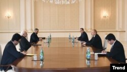 Ադրբեջանի նախագահ Իլհամ Ալիևն ընդունում է Իրանի արտգործնախարար Մոհամադ Ջավադ Զարիֆին, Բաքու, 25-ը հունվարի, 2021թ․