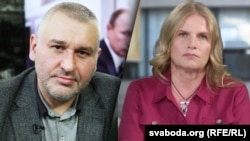 Палітык і блогер Марк Фейгін, вядучая Ганна Соўсь. Ілюстрацыйны каляж. 