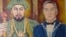 Портрет президента Казахстана Нурсултана Назарбаева и казахских ханов Абулхаира и Абылая. Актобе, 4 сентября 2008 года.
