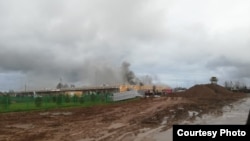 Пожар в строящейся больнице. Фото: Алексей Нефедов