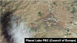 Тебриздеги база чабуулдан кийин. Спутниктен алынган сүрөт. 13-июнь, 2025-жыл.