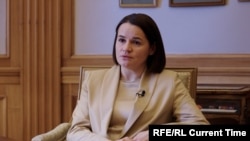 Лідерка білоруської опозиції Світлана Тихановська під час інтерв’ю телеканалу «Настоящее время»