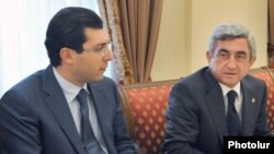 Նախագահ Սերժ Սարգսյանը եւ նրա փեսան` Միքայել Մինասյանը, արխիվ