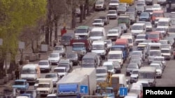 Armenia -- Rush-hour traffic in Yerevan.