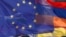 The flags of EU and Armenia