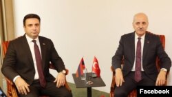 Հայաստանի և Ադրբեջանի խորհրդարանների խոսնակներ Ալեն Սիմոնյանի և Նուման Քուրթուլմուշի հանդիպումը Ժնևում, 14-ը հոկտեմբերի, 2024թ.