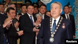 Президент Казахстана Нурсултан Назарбаев во время церемонии инаугурации. Астана, 29 апреля 2015 года.  