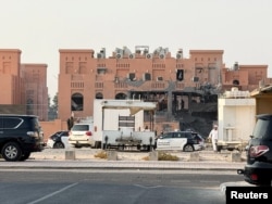 Одно из зданий, поврежденных в результате авианалета Израиля на совещание лидеров "Хамас" в Дохе. Катар, 9 сентября 2025 года