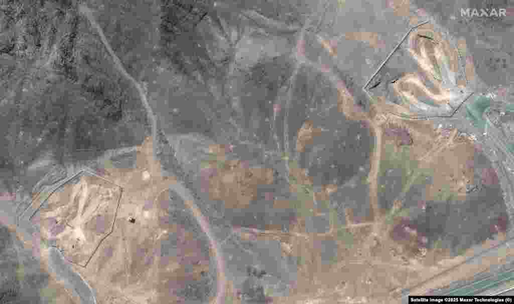 Fordo kompleksinin tunel girişləri ABŞ zərbələrindən əvvəl və sonra.