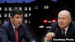 "Азаттыктын" коллажы. Бишкектин мэри Айбек Жунушалиев жана Оштун мэри Жеңишбек Токторбаев 