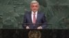 Armenian President Serzh Sarkisian speaks at the UN General Assembly in New York on September 19.