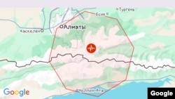 Оповещение о землетрясении, произошедшем близ Алматы 4 декабря 2025 года. Google-карта