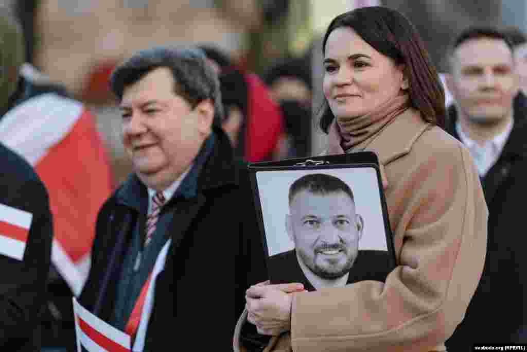 Сьвятлана Ціханоўская на сьвяткаваньні Дня Волі ў Вільні.