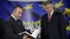 President Hashim Thaci (right) has said that he would give Ramush Haradinaj a formal mandate to try to form a government once he could show he had a deal showing a majority coalition was in place.