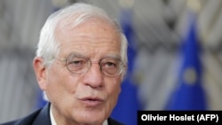 ԵՄ արտաքին հարաբերությունների և անվտանգության հարցերով բարձր ներկայացուցիչ Ժոզեպ Բորելը ասուլիսի ժամանակ, Բրյուսել, 21-ը սեպտեմբերի, 2020թ.