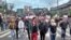 Several thousand people dissatisfied with the results of the election marched in downtown Belgrade on April 6.