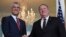 U.S. Secretary of State Mike Pompeo (right) with Kosovar President Hashim Thaci in Washington on November 26.