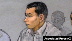 Диас Кадырбаев на судебном заседании в Бостоне в 2014 году. 