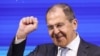 RUSSIA -- Russian Foreign Minister Sergei Lavrov gestures as he attends at the "New Knowledge" forum in Moscow, Maz 21, 2021