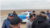 Kazakhstan - Members of unregistered party Atajurt demand to release Alimnur Turganbay, detained by Chinese police few months ago. Almaty region 13 Nov 2025