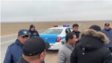 Kazakhstan - Members of unregistered party Atajurt demand to release Alimnur Turganbay, detained by Chinese police few months ago. Almaty region 13 Nov 2025