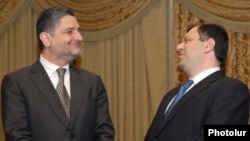Armenia -- Prime Minister Tigran Sarkisian (L) and Trade and Economic Development Minister Nerses Yeritsian, undated.