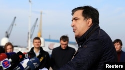 Міхеїл Саакашвілі виступає з заявою про відставку, Одеса, 7 листопада 2016 року