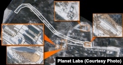 24-nji fewralda düşürilen emeli hemra suratlary täze gurlan we abatlanan bölekleri mämişi reňkde görkezilýär, demir ýollary ak reňkli çyzgy bilen bellik edilipdir.