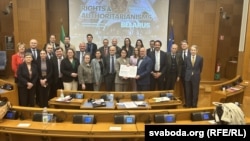 Удзельнікі канфэрэнцыі Альянсу парлямэнцкіх групаў «За дэмакратычную Беларусь», Рым, 7 сакавіка 2025 году