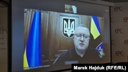 Генпрокурор України Андрій Костін звертається до учасників заходу у Центрі європейської політики, Брюссель, Бельгія, 15 жовтня 2024