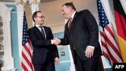 ԱՄՆ պետքարտուղար Մայք Փոմփեոն ողջունում է Վաշինգտոն ժամանած Գերմանիայի ԱԳ նախարար Հեյկո Մաասին, 23-ը մայիսի, 2018թ․