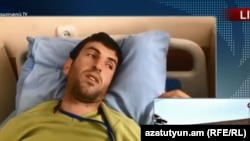 Armenia - Journalist Tirayr Muradyan is interviewed in Yerevan's Grigor Lusavorich hospital, 19Apr2018