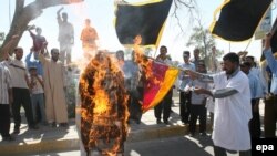 Демонстранты в Басре сжигают чучело главы католиков мира