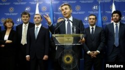 Georgia -- Prime Minister nominee Bidzina Ivanishvili speaks during a ceremony to present new government member nominees at his office in Tbilisi, 08Oct2012