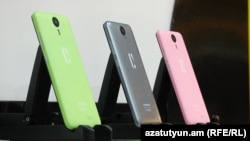 Armenia - Armenian-made Armphone smartphones on sale in Yerevan.
