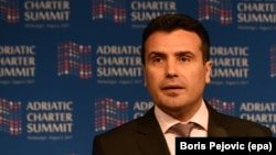Macedonian Prime Minister Zoran Zaev speaks at the Adriatic Charter Summit in Podgorica, Montenegro, in August.