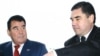 Türkmenistanyň öňki prezidenti Saparmyrat Nyýazow we häzirki prezident Gurbanguly Berdimuhamedow. Arhiwden alnan surat