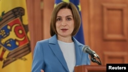 Մոլդովայի նախագահ Մայա Սանդուն ընտրությունների արդյունքների հրապարակումից հետո հրավիրած ասուլիսում, Քիշնև, 29-ը սեպտեմբերի, 2025թ.