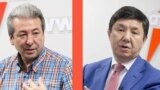 Kyrgyzstan. Leader Party Ak Shumkar Temir Sariev and Leader of the Butun  Kyrgyzstan Party Adahan Madumarov.