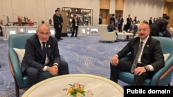 China - Armenian Prime Minister Nikol Pashinian and Azerbaijani Ilham Aliyev meet during a Shanghai Cooperation Organization summit in Tianjin, September 1, 2025. 