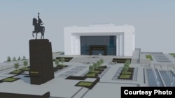 Учурда оңдолуп жаткан Тарых музейинин эскизи. Музей оңдоп-түзөө үчүн 25-мартта жабылган. Ремонт 31-августта  бүтүшү керек. 