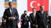 Serbian President Aleksandar Vucic (left) and Turkish President Recep Tayyip Erdogan during their visit to Novi Pazar on October 11